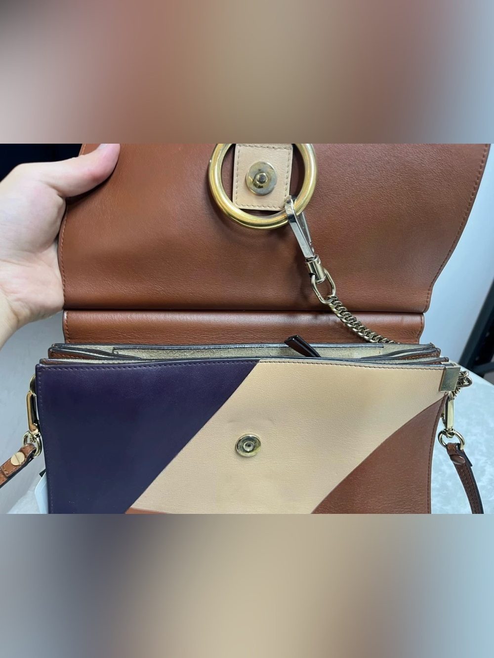 SOLD! Authentic Chloé Faye Colorblock Leather Crossbody Shoulder Bag - Picture 13 of 15